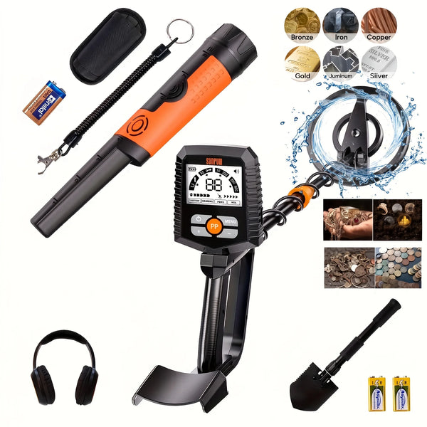 Kit détecteur de métaux avec pinpointer, bobine 20 cm IP68