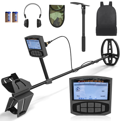 Outsunny Professional Adult Metal Detector, 5 modes High Precision Detection, Waterproof IP68 coil with Memory mode and precise point, Advanced DSP chip, screen LCD, backpack, dark gray