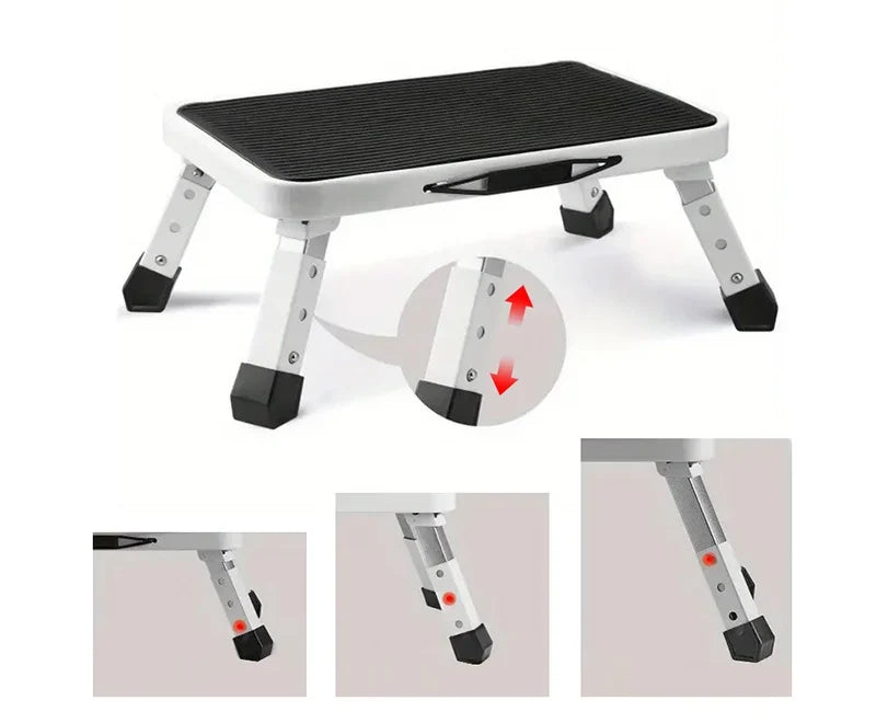Marche pied pliant extra-plat en métal, 158 kg