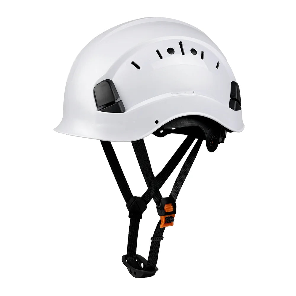 Casque de chantier blanc ventilé avec jugulaire
