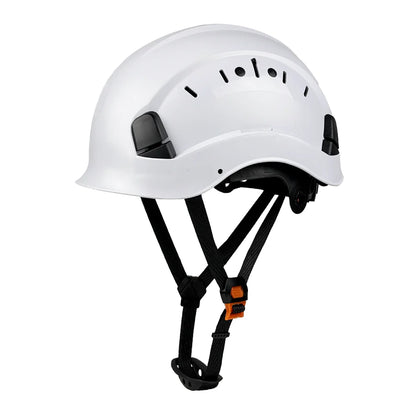 Casque de chantier blanc ventilé avec jugulaire