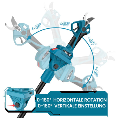 Sécateur sur perche : tête orientable sur 180°