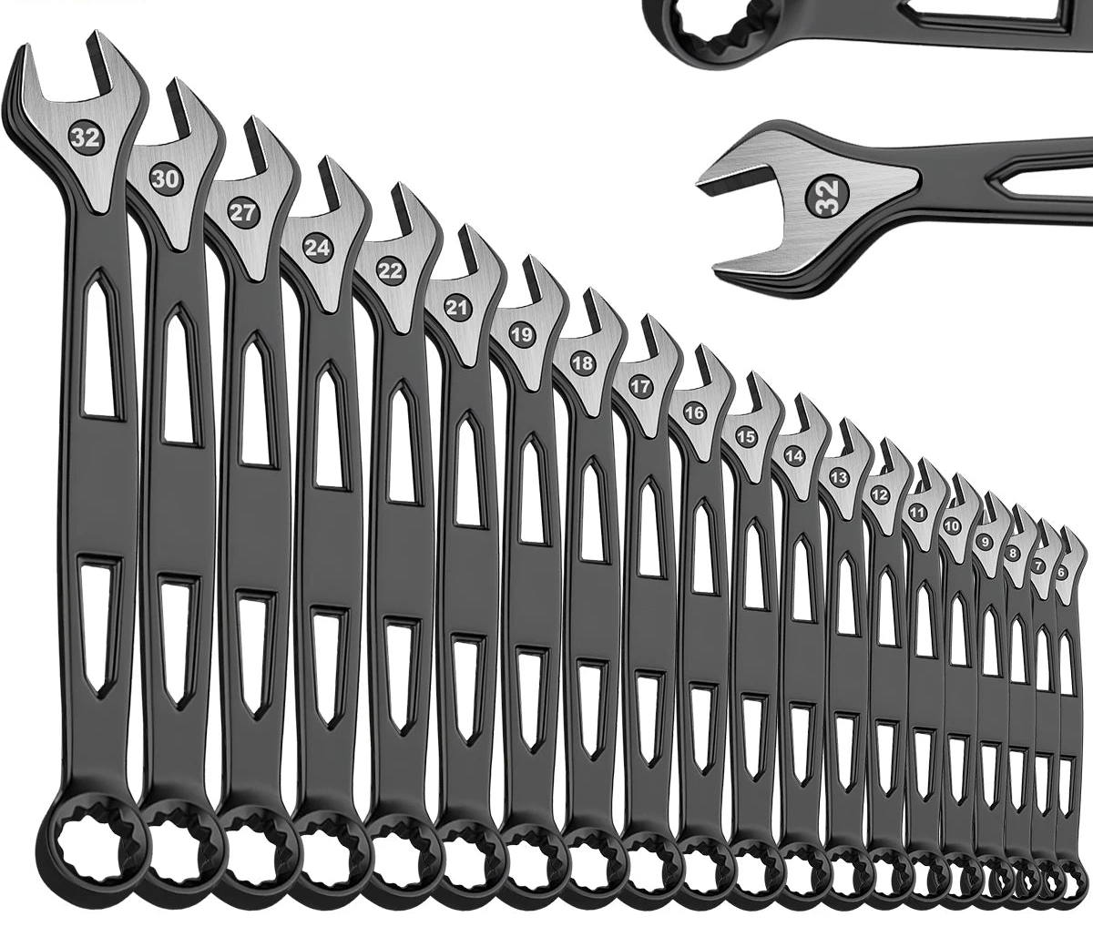 Max Torque  Premium Combination Wrench Set, Chrome Vanadium Steel, Long Pattern Design | Include Metric 6-32mm