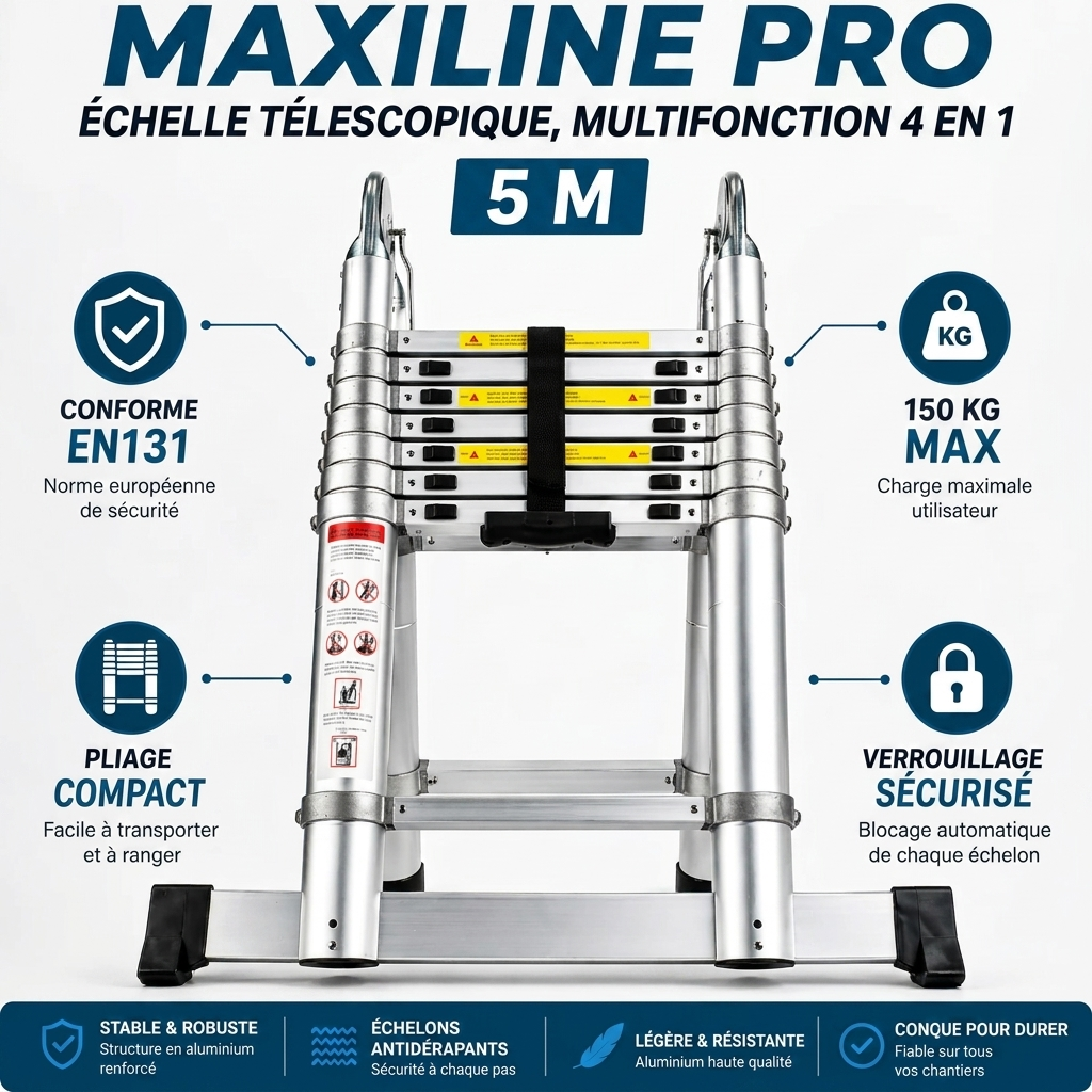 Échelle télescopique MaxiLine Pro 4 en 1 - 5,6 m extensible