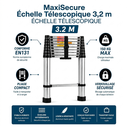 Échelle télescopique MaxiSecure 3,2 m - Compacte pro