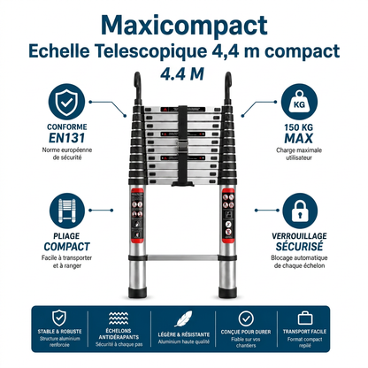 Échelle télescopique MaxiCompact 4,4 m - Aluminium pro