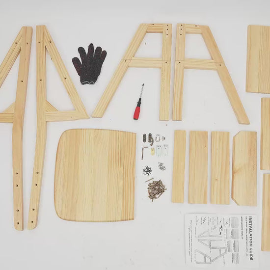 Chaise-escabeau en bois en utilisation