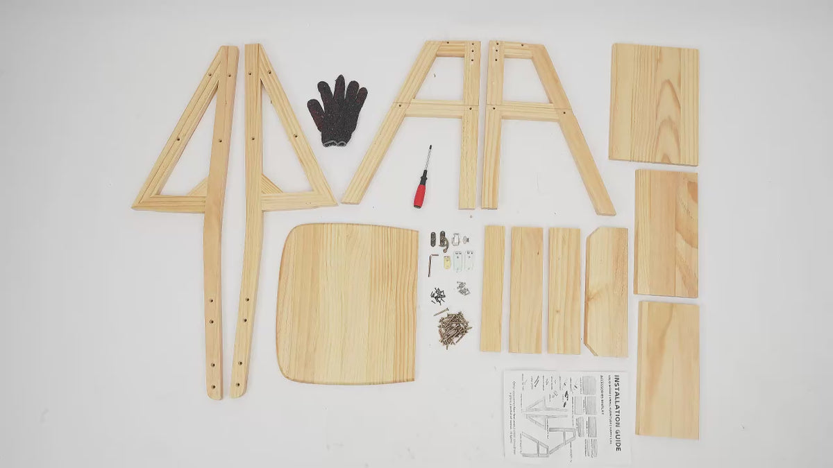 Chaise-escabeau en bois en utilisation